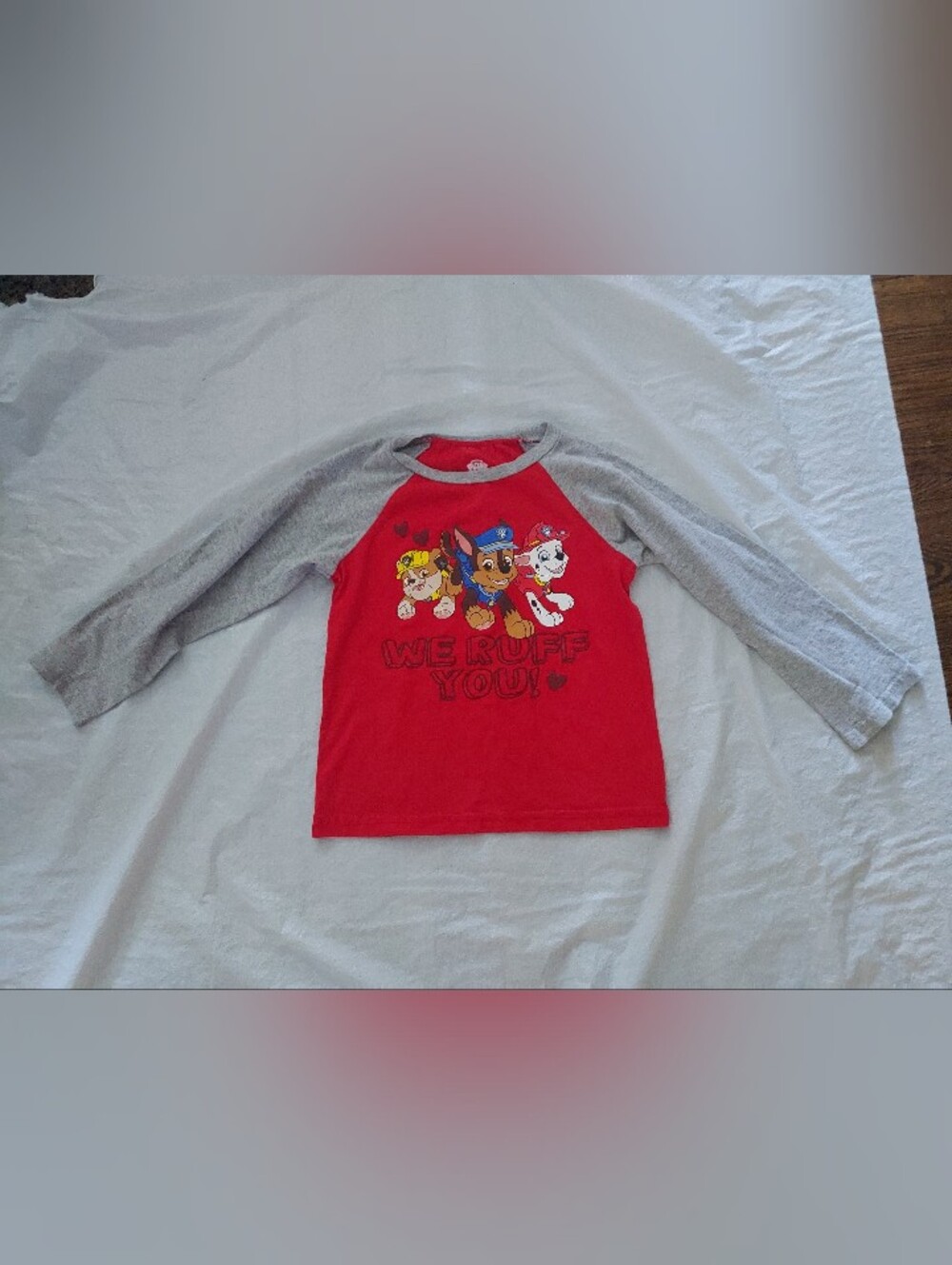 Paw Patrol Red & Gray Raglan Long Sleeve Tee
